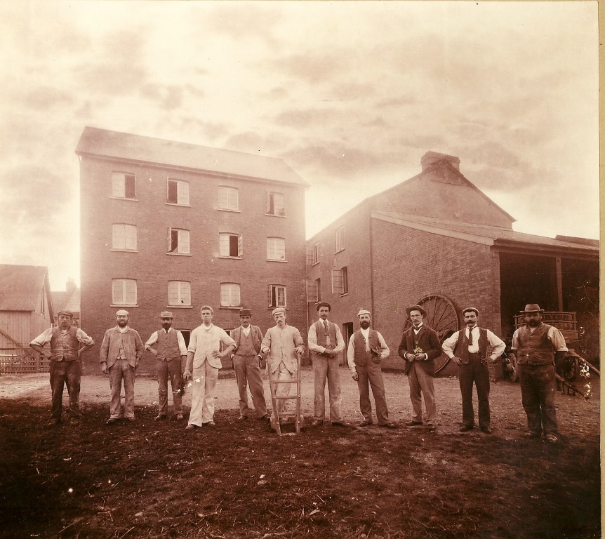 A group of workers at Roller Mills, c. 1900. Image courtesy of Tiverton Museum of Mid Devon Life.